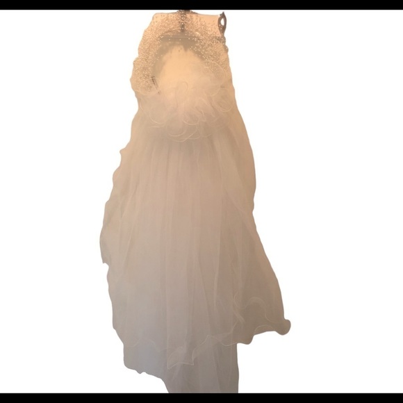 Vintage Wedding Veil Mid Length Tulle Tiny White Seed Pearls Headband 41” Ornate - Picture 4 of 8